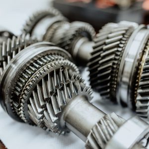 Close up of brand new car Engine gears